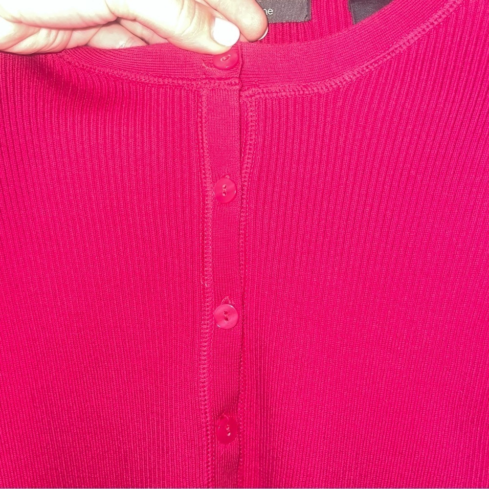 Vintage Liz Claiborne Cotton Blend Thick Top Hot Pink Medium - Picture 2 of 7